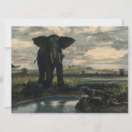 ゾウとヒョウがインディアン砂漠に カード