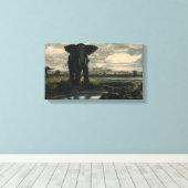 ゾウとヒョウがインディアン砂漠に キャンバスプリント (インサイチュ (ウッドフロア))