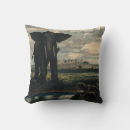 ゾウとヒョウがインディアン砂漠に クッション