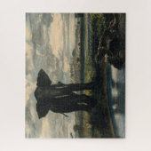 ゾウとヒョウがインディアン砂漠に ジグソーパズル (縦)