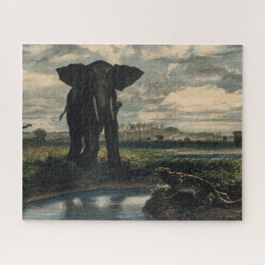 ゾウとヒョウがインディアン砂漠に ジグソーパズル (横)