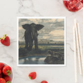 ゾウとヒョウがインディアン砂漠に スタンダードランチョンナプキン (インサイチュ)