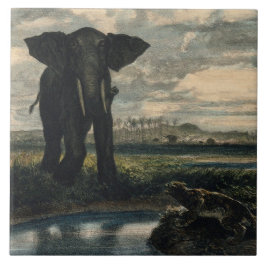 ゾウとヒョウがインディアン砂漠に タイル