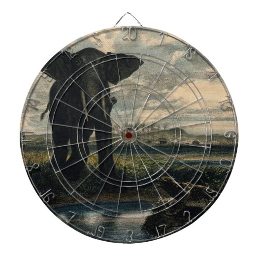 ゾウとヒョウがインディアン砂漠に ダーツボード (正面)