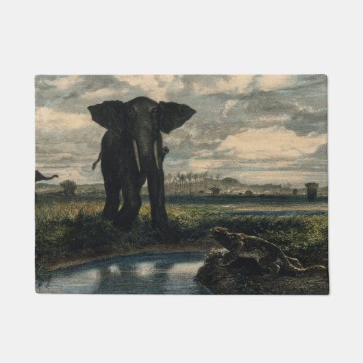 ゾウとヒョウがインディアン砂漠に ドアマット (正面)