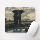 ゾウとヒョウがインディアン砂漠に マウスパッド (マウス)