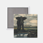 ゾウとヒョウがインディアン砂漠に マグネット (正面/裏面)