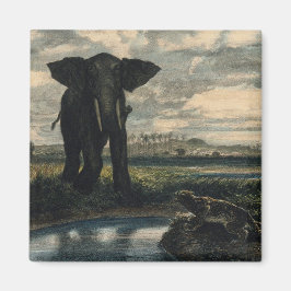 ゾウとヒョウがインディアン砂漠に マグネット