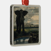 ゾウとヒョウがインディアン砂漠に メタルオーナメント (右)