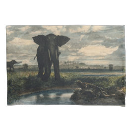 ゾウとヒョウがインディアン砂漠に 枕カバー