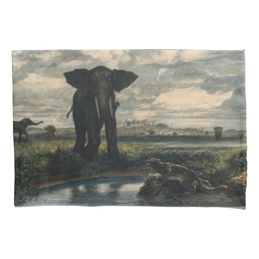 ゾウとヒョウがインディアン砂漠に 枕カバー (正面左)