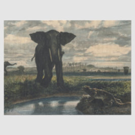 ゾウとヒョウがインディアン砂漠に 薄葉紙