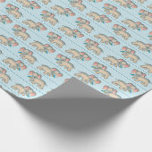 ゾウとブルーバードイラストレーション ラッピングペーパー (角)