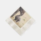 ゾウとベビー写真 縁ありカクテルナプキン (角)