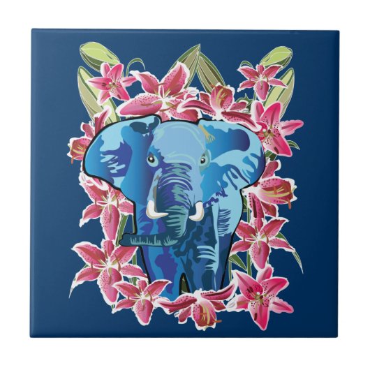 ゾウとユリ タイル (正面)