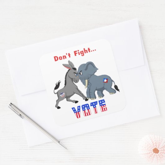 ゾウとロバの議論は投票と戦わない スクエアシール (封筒)