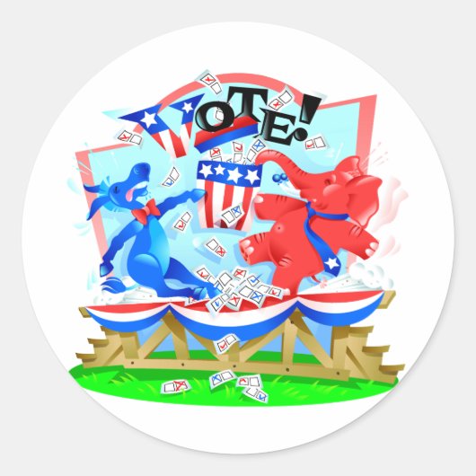ゾウとロバ VOTE イラスト ラウンドシール (正面)