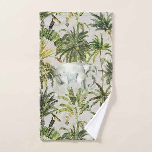 ゾウと友人のヤシのジャングル バスタオルセット (ハンドタオル)