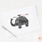 ゾウと彼の友人の幸せな居心地の良い日 楕円形シール (封筒)