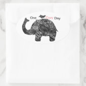 ゾウと彼の友人の幸せな居心地の良い日 楕円形シール (バッグ)