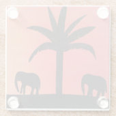 ゾウと手のひらのシルエットを施したガラスのコースター ガラスコースター (裏面)