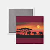 ゾウと日没 マグネット (正面/裏面)