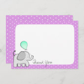 ゾウと風船マゼンタマゼンタサンキュー サンキューカード (正面/裏面)