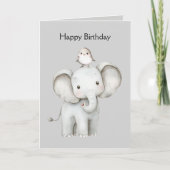 ゾウと鳥の誕生日 カード (正面)
