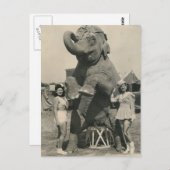 ゾウと2人の女の子サーカス ポストカード (正面/裏面)