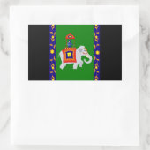 ゾウに乗る男 長方形シール (バッグ)