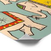 ゾウのかわいいゾウ柄のサーカス頑張れ ポスター (角)