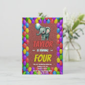 ゾウのかわいいバースデー招待状 キッズ 招待状 (スタンド正面)