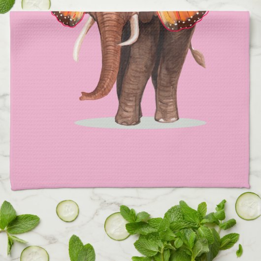 ゾウのように大きな夢を見感動的る キッチンタオル (折り畳み)