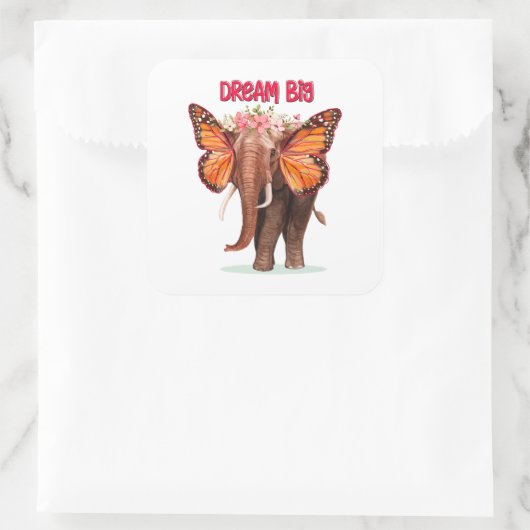 ゾウのように大きな夢を見感動的る スクエアシール (バッグ)