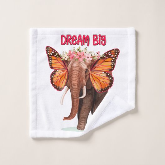 ゾウのように大きな夢を見感動的る バスタオルセット (ウォッシュタオル)