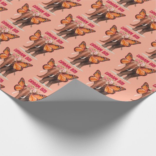 ゾウのように大きな夢を見感動的る ラッピングペーパー (角)