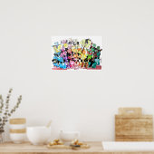 ゾウのオーケストラの水彩 ポスター (キッチン)