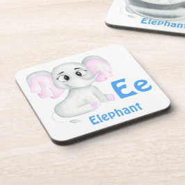 ゾウのカスタムABC: Eの文字 - 名前を追加 コースター