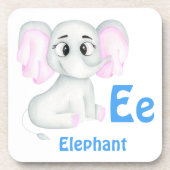 ゾウのカスタムABC: Eの文字 - 名前を追加 コースター (正面)
