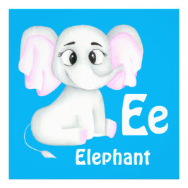 ゾウのカスタムABC: Eの文字 - 名前を追加 フォトプリント