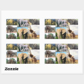 ゾウのカラー写真 長方形シール (シート)