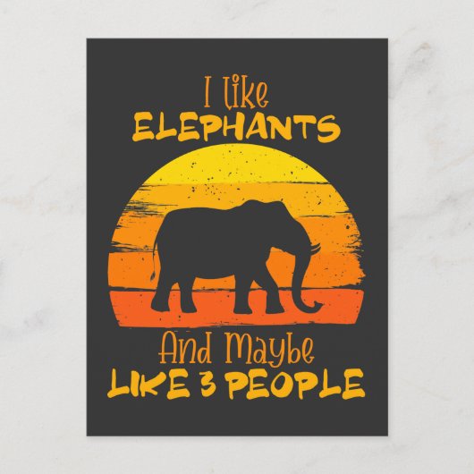 ゾウのカード,かわいいゾウのカード,ヴィンテージ ポストカード (正面)