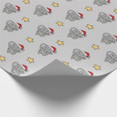 ゾウのクリスマス冬の動物ゾウの包み ラッピングペーパー (角)