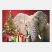 ゾウのクリスマス挨拶 ラッピングペーパーシート (正面3)
