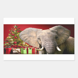 ゾウのクリスマス挨拶 長方形シール