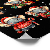 ゾウのクリスマス 面白い ゾウ好きのメンズ パジャマ ポスター (角)