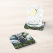 ゾウのクローズアップ顔、牙、トランク コースター (右側)