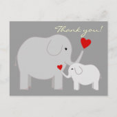 ゾウのグレーありがとうはがき ポストカード (正面)