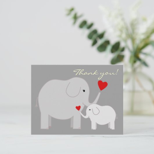 ゾウのグレーありがとうはがき ポストカード (スタンド正面)