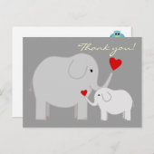 ゾウのグレーありがとうはがき ポストカード (正面/裏面)